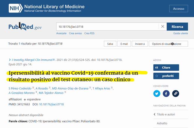 Confermata l’ipersensibilità ai vaccini Covid-19 1 Peg-Ipersensibilità al vaccino