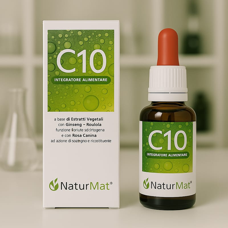 Integratore C10 NaturMat in gocce con 10 estratti vegetali tonico-adattogeni