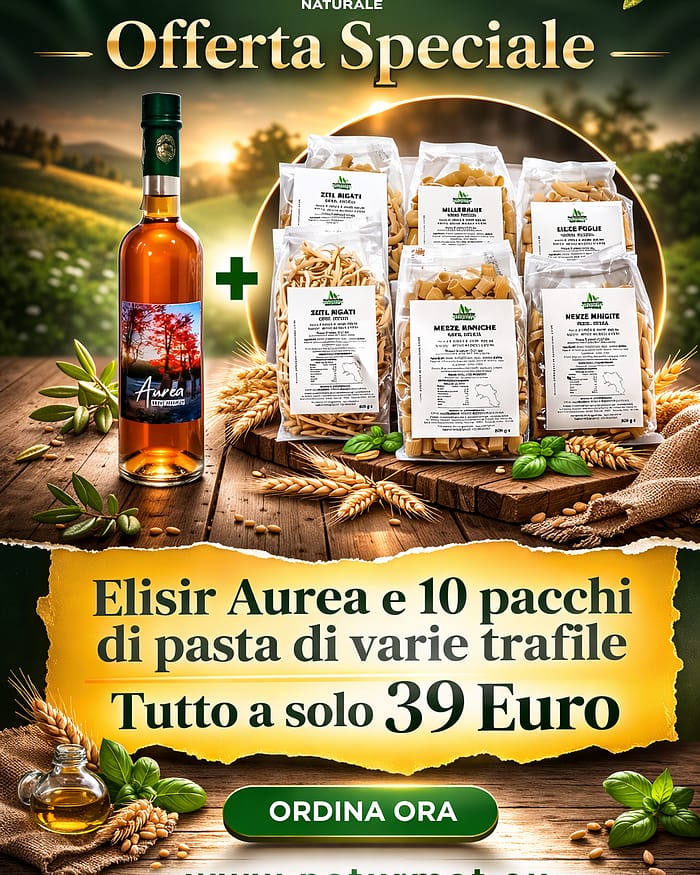 OFFERTA - Spedizione Gratuita Elisir AUREA + 10 PACCHI di Pasta di semola di grani Grani Antichi
