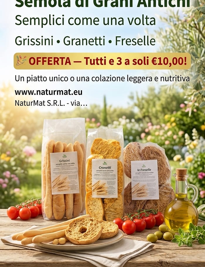 OFFERTA - Grissini a Baghette - Granetti - Freselle con semola di Grani Antichi